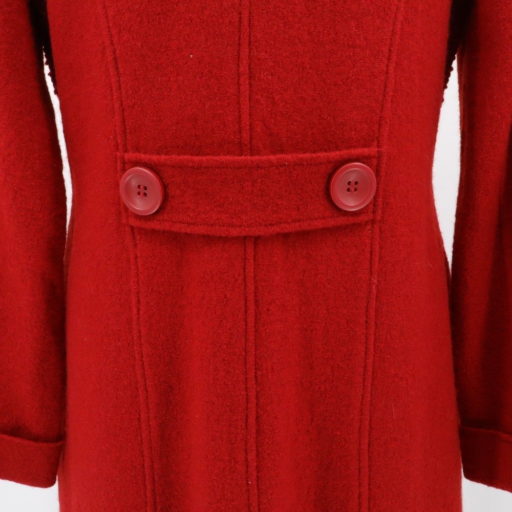 Clothes by Revue Red Wool Jacket Coat Lightweight Size L Button Front Artisan - Picture 8 of 11
